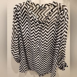 Chevron black and white sheer top